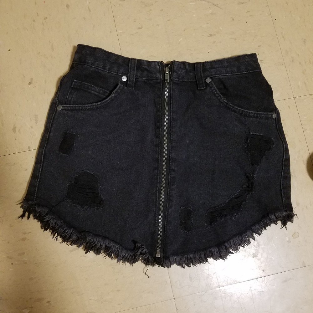 Mini Black Jean Skirt